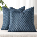 MIULEE Euro Sham Decorative Throw Pillow Covers 24x24 Blue Corduroy by MIULEE
