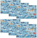 Blue Fish Placemats Set of 6 Fishing Table Mats Ocean Place Mats Decor Imitation Linen Heat Resistant Tablecloth for Dining Decorations Kitchen Party Restaurants 12''x18'' by gkmaolt