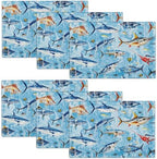 Blue Fish Placemats Set of 6 Fishing Table Mats Ocean Place Mats Decor Imitation Linen Heat Resistant Tablecloth for Dining Decorations Kitchen Party Restaurants 12''x18'' by gkmaolt
