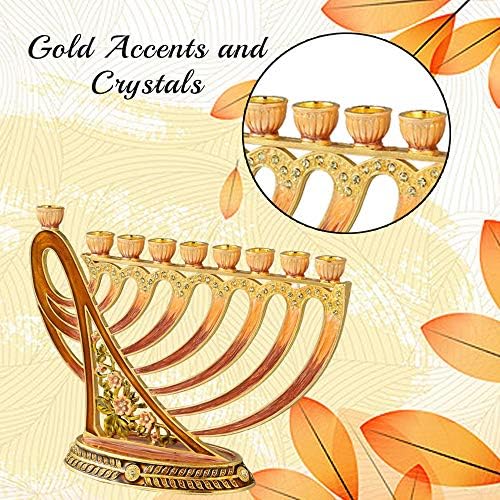 Matashi Hand Painted Enamel Menorah Candelabra Modern Design - Image 6