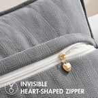 MIULEE Pack of 2 Grey Euro Shams Chenille Pillow Covers 24x24 Inch - Image 3