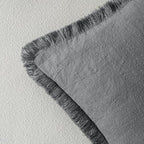 MIULEE Boho Linen Fringe Decorative Throw Pillow Covers Grey 20x20 - Image 3