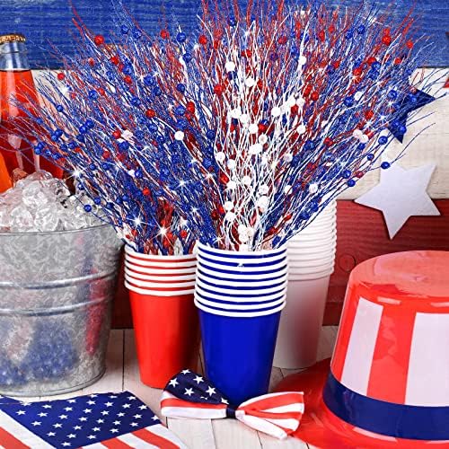 Giegxin 32 Pack Labor Day Centerpiece Decor Red White Blue Stem Picks - Image 5