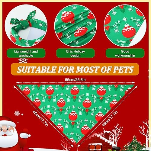 Abbylike 50 Pcs Christmas Dog Bandanas Bulk, Snowman Santa Snowflake - Image 3