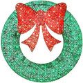 Best Choice Products 48in Pre-Lit Outdoor Christmas Wreath Decoration, LED Metal Holiday Decor for Home w/ 140 Lights, Bow - Green/Red by BestChoiceProducts