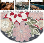 Beaded Placemats for Dining Table Flower Design Red Multi Set of 2- Measure 13 Inches Beaded Placemats Round for Gathering, Christmas, Thanksgiving - Occasional Decoration - Image 5