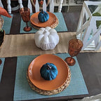 13.8'' Woven Placemats Set of 6 Round Plate Charger Natural Water Hyacinth Heat Resistant Non-Slip Weave Place Mats Farmhouse Straw Braided Rattan Tablemats Wicker Placemats for Dining Table - Image 4