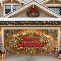 Christmas garage door banner (157.5 x 70.9 inches) featuring a rustic wood-grain design and "Merry Christmas" lettering; suitable for outdoor holiday decoration of homes and yards. by KKYEJLQYI