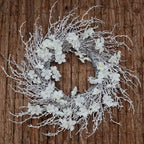 20 Inch White Flower Winter Wreath with Snow Flocked Twigs- Artificial Winter Wreaths for Front Door Porch Wall Window Porch Indoor Outdoor Decor Christmas Decorations (20") - Image 5