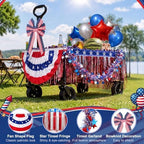 27 Pcs 4th of July Wagon Parade Float Decoration Kits 250th Patriotic Car Tassels, Garland, Banners, American Flag, and Bow Independence Day Red White Blue Decor(4th of July) - Image 4