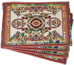 Tache Rococo Elegant Ornate Ivory Colorful Paisley Dining Cotton Linen Tapestry Woven Placemat Set of 4 by TacheHomeFashion