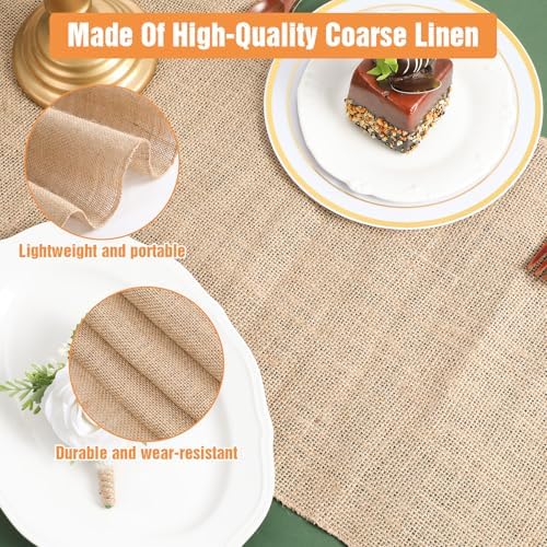 10 Pack Burlap Table Runners Rustic Jute Table Runner Placemats Bulk for Rustic Wedding Decor Farmhouse Party Kitchen Cover Fall Decorations 12 x 71 Inch Khaki - Image 4
