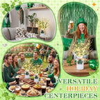 Tioncy 2 Sets St. Patrick's Day Table Centerpieces Artificial Berry Stems Shamrock Flower Pick with Metal Vase and String Light Rustic Farmhouse Irish St Patrick's Day Decorations for Home Office Desk - Image 6
