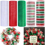 5 Rolls Christmas Deco Mesh Ribbon for Wreaths Crafts Supplies by JStnana