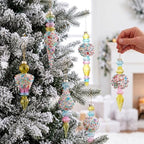 Soaoo 6 Pcs 6.3 in Pastel Mercury Glass Finial Christmas Ornaments - Image 2