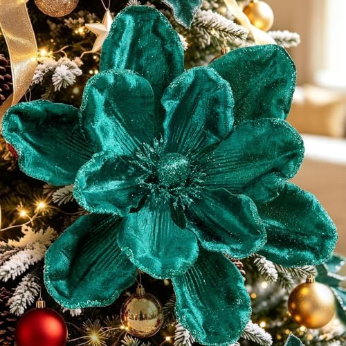8PCS Large Christmas Magnolia Flowers for Christmas Tree Wreath by FaylifewayDecoryourLife