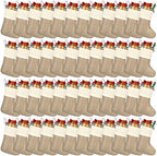 Zhanmai 48 Pcs Christmas Burlap Stocking Sublimation Natural Jute Christmas Stockings for Xmas Fireplace Hanging Farmhouse Decor Tree Ornaments Holiday DIY Craft Decoration, 4'' x 6.7'' (Simple Color) by Zhanmai