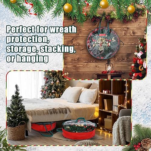 Shappy 8 Pcs Wreath Storage Bag Container with Clear Window,24 Inch - Image 6