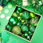 Lunmon 64 Pcs St. Patrick's Day Ball Ornaments Glitter Matt Lime Green Assorted Plastic Irish St. Patrick's Day Decoration for Xmas Tree & Party Supplies - Image 5