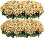 Auihiay 104PCS Gold Rose Artificial Flowers, Fake Roses by Auihiay