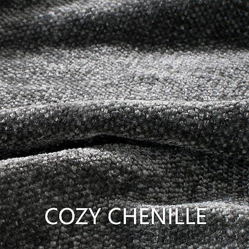 Chenille Throw Blanket for Couch 60" x 80" Twin, Dark Grey - Image 2