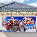 7x16FT Christmas Santa Claus Motorcycle Garage Door Cover Decorations Christmas Garage Door Banner for Outdoor Indoor Christmas Decorations Party Photography Backdrop by ANNAQUEEN