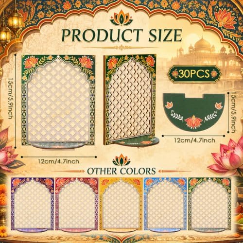 DoubleFill 30pcs Diwali Wooden Candle Holders for Wall Decor, Mandala Lotus - Image 2