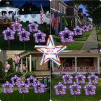 2 Pack July 4th American Flag Solar American Flag Lights July 4th Solar Patriotic Flag Lights, 8 Modes Garden Pile Lights 50 LED Garden Landscape Lights Street Lights (Red White & Blue) - Image 4