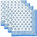 ATOSII Gulbahar Blue 100% Cotton Designer Summer Dinner Napkins, Block Print, Washable Durable Table Linen for Everyday Use Weddings Parties Outdoors I 20 X 20 Inches I Set of 4 I by ATOSII