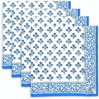 ATOSII Gulbahar Blue 100% Cotton Designer Summer Dinner Napkins, Block Print, Washable Durable Table Linen for Everyday Use Weddings Parties Outdoors I 20 X 20 Inches I Set of 4 I by ATOSII
