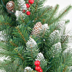 9Ft Artificial Christmas Garland with 50 Lights, Xmas Holiday Decoration Snow Flocked Artificial Garland with Pinecones Berries for Stairs Fireplaces Wall Door for Stairs - Image 7