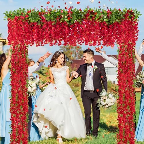 U'Artlines 10Pcs 7.2 Ft/Piece Artificial Wisteria Garland Red - Image 3