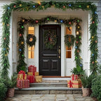 TW SHINE 9 FT Pre-Lit Christmas Garland Decorations, 50 LED Lighted Artificial Norfolk Pine Garlands with 8 Modes, Green Garland for Indoor Outdoor Table Mantle Stairs Fireplace Decor, Multi-Colored - Image 6