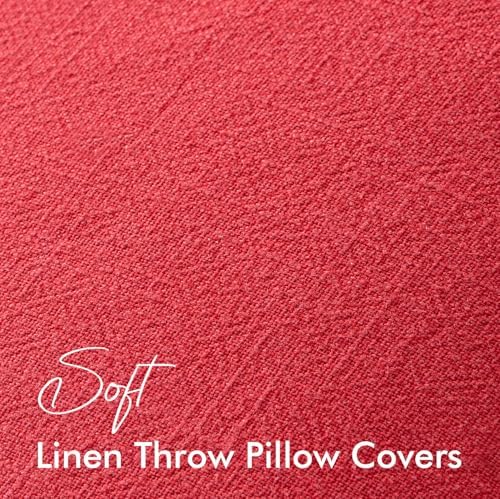 EMEMA Euro Sham Decorative Linen Throw Pillow Covers 24x24 Inch Red - Image 4