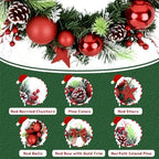 16 Inchs Christmas Wreath, Pre-Lit Artificial Christmas Door Wreath - Image 2
