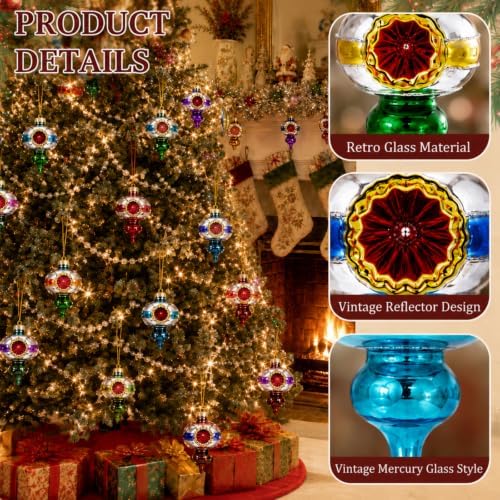 12 Pcs Vintage Glass Christmas Ornament Reflector Decor, Plain - Image 2