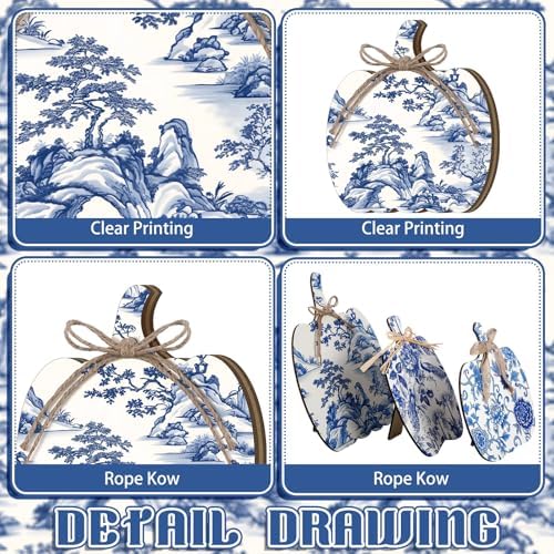 Moucuny Set of 6 Outdoor Fall Decoration for Porch Home, Porcelain Pumpkin - Image 5