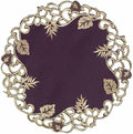 Decozen Set of 8 Doilies for Table, Lace Doilies - Rustic, Crochet, Farmhouse, Kitchen, Dining Table Centerpiece Decor - Round Christmas Placemats for Home - 15 inch Gold Plum, Tarantino Collection by Decozen