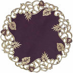 Decozen Set of 8 Doilies for Table, Lace Doilies - Rustic, Crochet, Farmhouse, Kitchen, Dining Table Centerpiece Decor - Round Christmas Placemats for Home - 15 inch Gold Plum, Tarantino Collection by Decozen