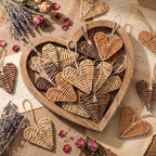 Vercraft 24 Pcs Farmhouse Rustic Heart Christmas Ornaments 3.15'' Rattan by Vercraft