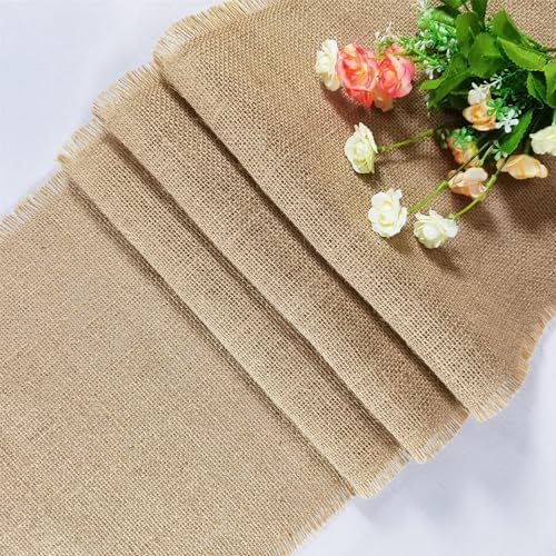 10 Pack 13 x 90 Inch Tassel Burlap Table Runners,Natural Rustic Jute Table Runner and Placemats Bulk for Western Wedding Table Decorations,Farmhouse Style Party,Holiday,Kitchen Table Decor Cover - Image 7
