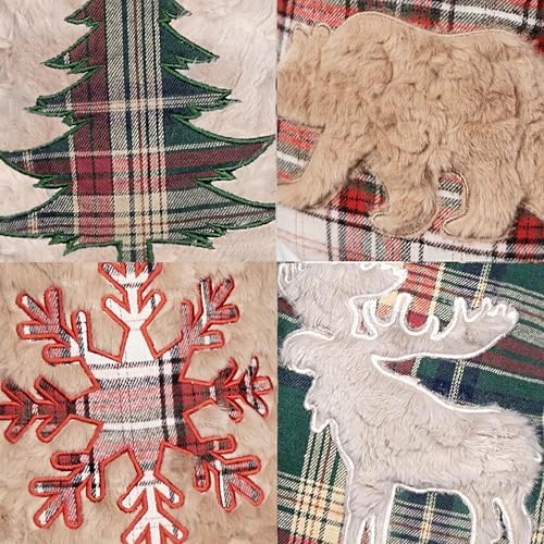 LUBOT New 4 Pack Christmas Stocking 20" Red Green Plush Plaid Mix and Match Classic Rustic Farmhouse Country Cotton Fireplace Hanging Xmas Stockings Decorations for Family Holiday Season Decor - Image 2