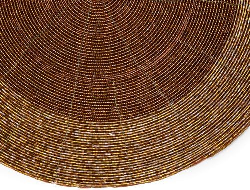 Lightnpro Handmade Beaded Placemats Set of 4 – 13 Inch Round Coffee Charger Mats | Handcrafted Artisan Table Accessories, Stylish Rustic Glam Dining Table Décor for Special Events & Gatherings - Image 5