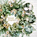 20" White Tulip Wreath for Front Door Spring Summer Easter Décor - Image 3