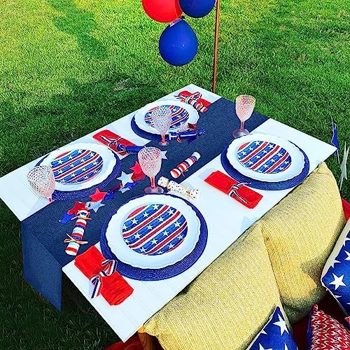 Blue Table Runner Burlap Roll Navy Farmhouse Table Linens 2 Pack 13x84 Inch - Image 4
