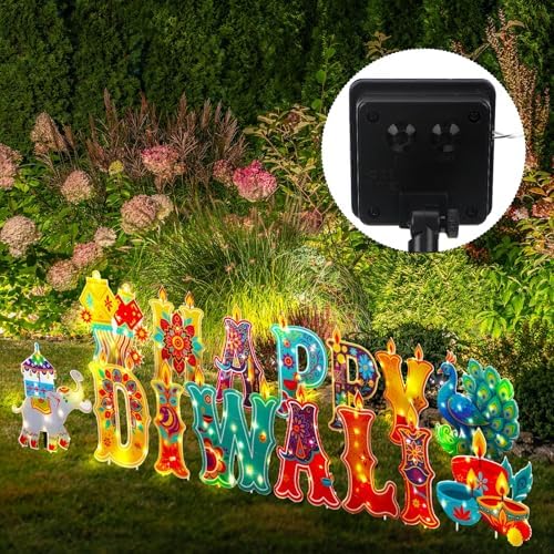 Leinuosen 15 Pcs Onam Happy Diwali Yard Sign Home Garden Outside Decor - Image 4