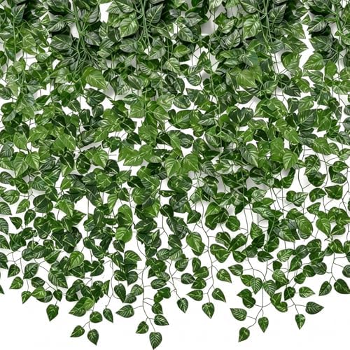 CQURE 144 Pack 1008Ft Artificial Ivy Garland, Fake Vines UV Resistant Greenery Leaves Fake Plants Hanging Aesthetic Vines for Home Garden Wall Room Decor by CQURE