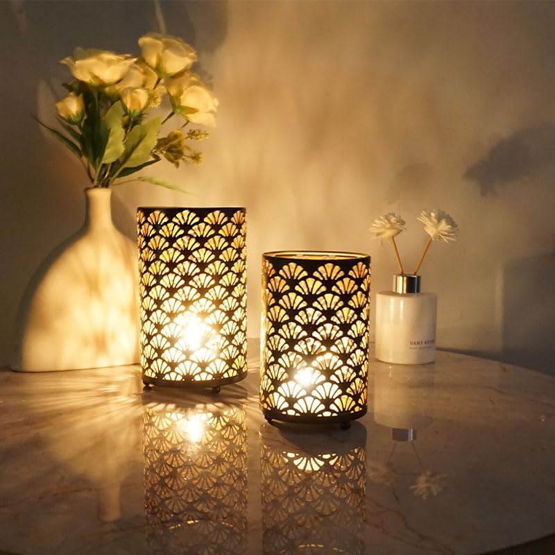 3PCS Candlestick Candle Barrels Moroccan Style Retro Lanterns Projection Lights Hollowed-Out Decorations Home Ramadan Hanging Outdoor Indoor Courtyard Porch Festival Weddings - Image 5