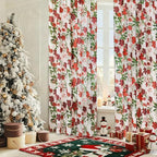 youleyar Christmas Curtains for Living Room, 84 Inch Length Rod Pocket Xmas Curtian Panels, Printed Pattern Flower Window Drapes for Bedroom Dining Room Drapes, 52" W x 84" L - Image 7
