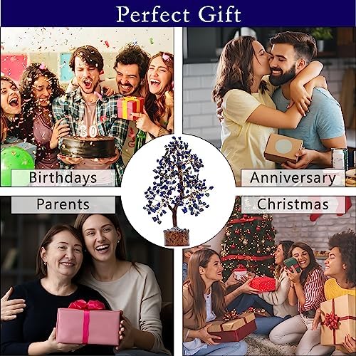 ZENFULSTONE Lapis Lazuli Crystal Tree for Wisdom & Truth Décor for Home and Office | Handmade Bonsai for Communication & Clarity of Thought | Perfect Insight Gift for Loved Ones - Image 5